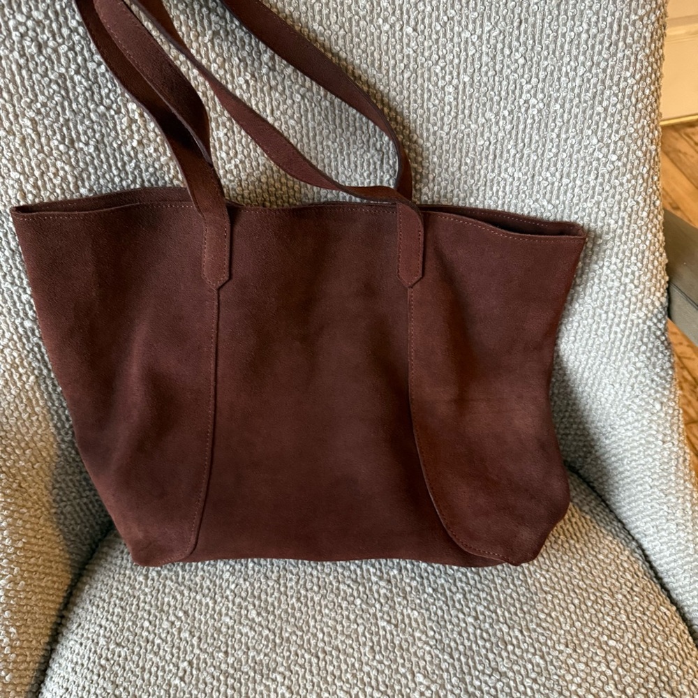 M.I.L.A. MILA chocolate Brown authentic leather Suede lined Tote Bag EUC - Picture 8 of 8